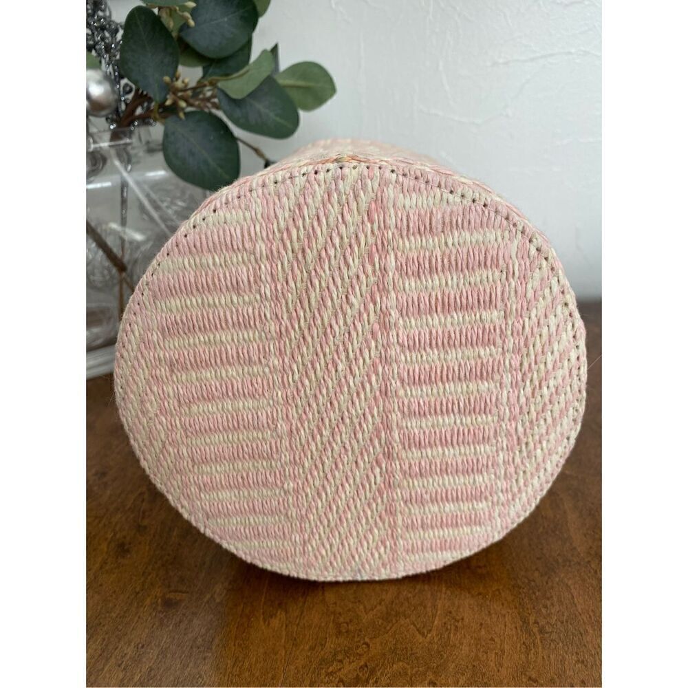 SIGRID OLSEN NWT Woven Pink & Cream Bucket Beach Bag Purse Tote - Picture 6 of 9